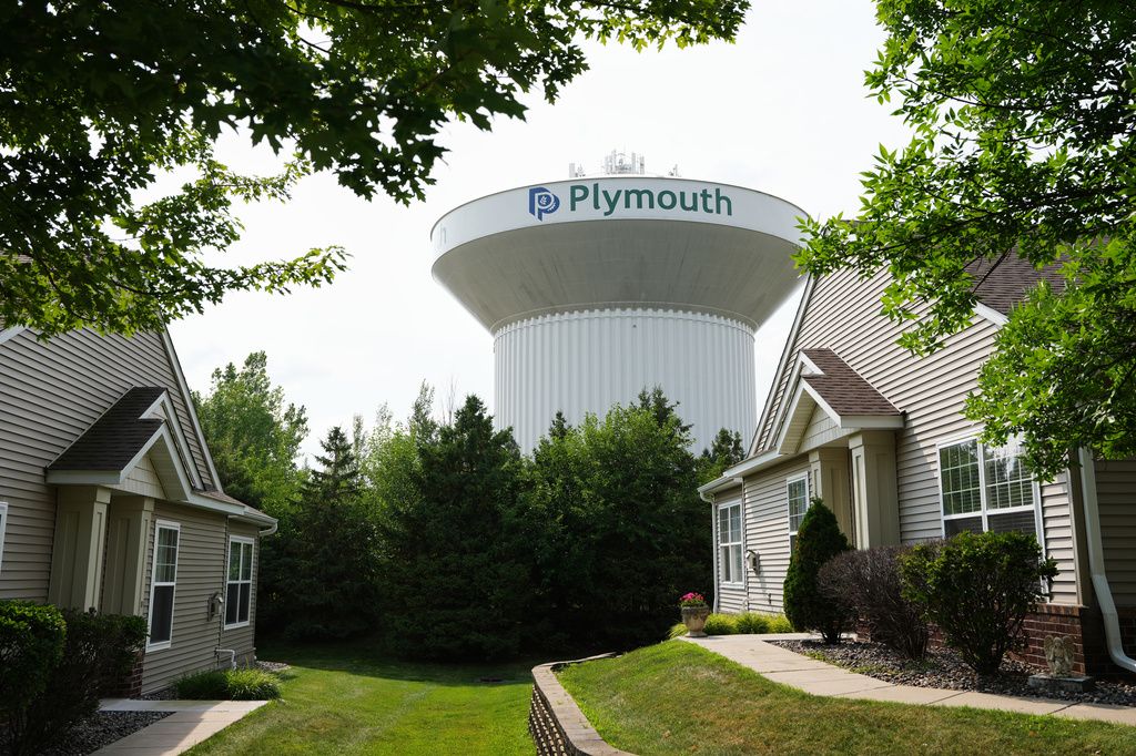 A water tower in Plymouth, Minnesota, after cyberattacks targeted operating technology at more than 30 state water systems. - AP Photo/Ellen Schmidt
