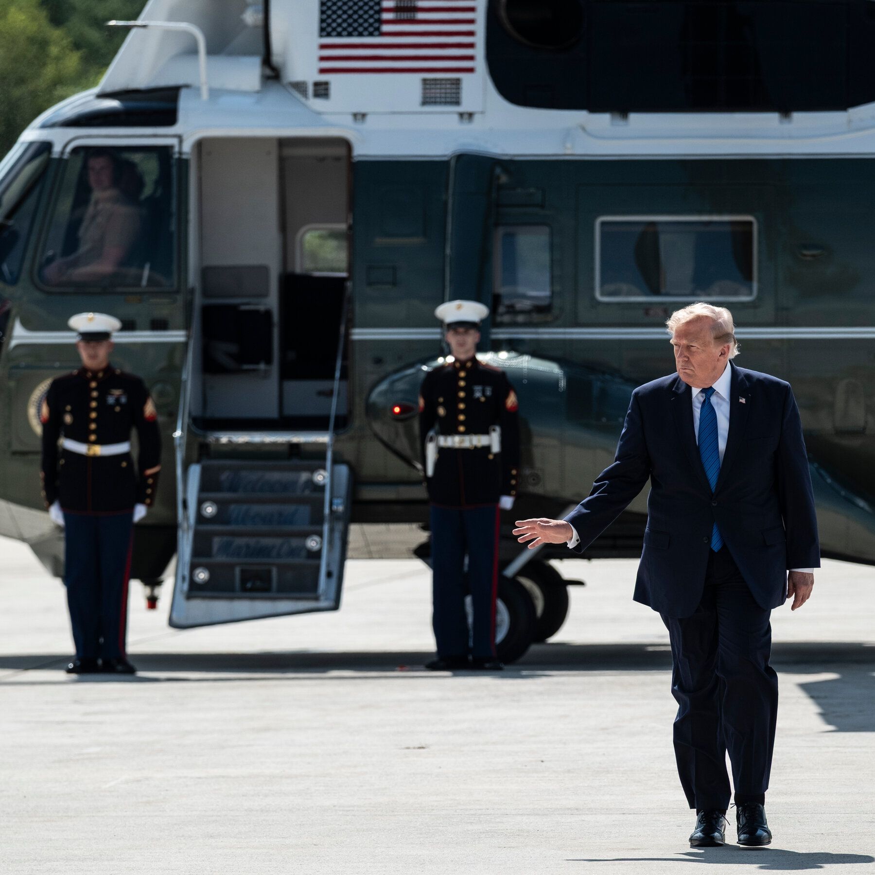 President Trump departing for Bedminster, N.J. Over the weekend, Mr. Trump raised the prospect of resurrecting a $1.8 billion supporter fund as negotiations stalled over Todd Blanche’s nomination for attorney general. - nytimes.com