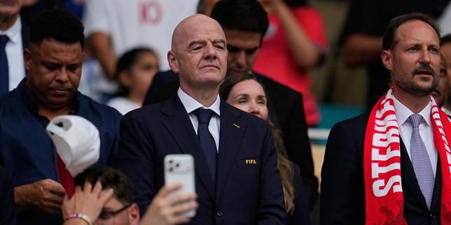 Gianni Infantino, FIFA president, during the World Cup quarter-final between Norway and England in Miami Gardens, Florida, on July 11, 2026. - lemonde.fr