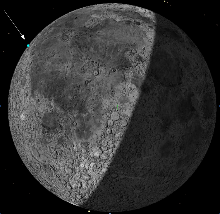 Predicted Falcon 9 upper-stage impact point on the moon. - Bill Gray/EarthSky