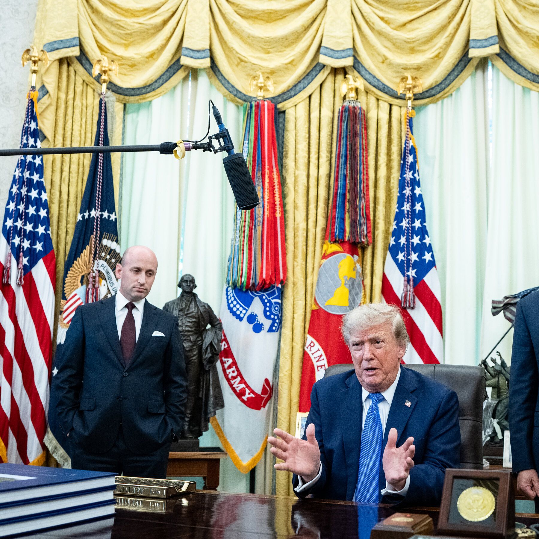 President Trump with advisers Will Scharf and Stephen Miller and Commerce Secretary Howard Lutnick after signing an executive order to limit birthright citizenship on Thursday. - nytimes.com