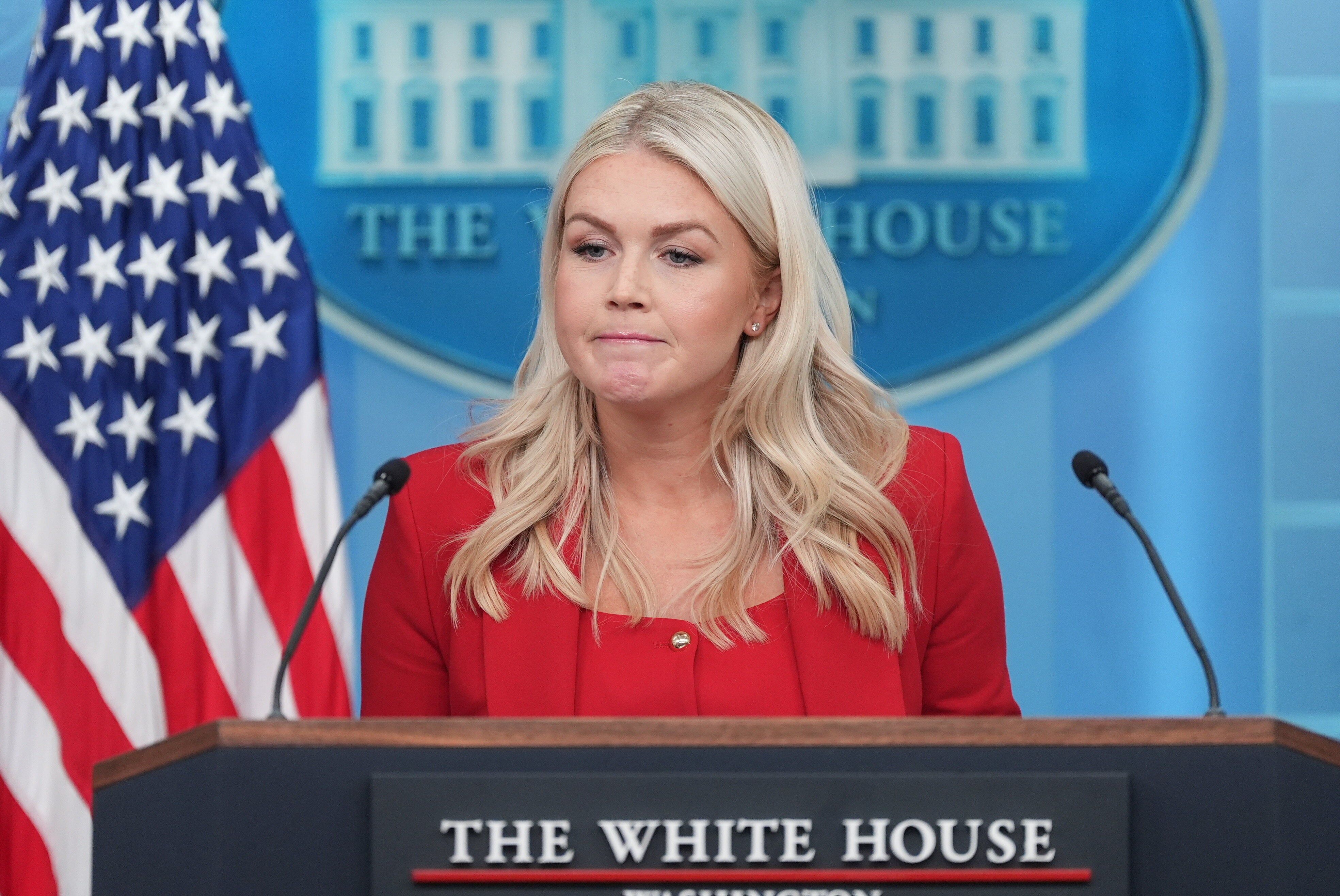 White House press secretary Karoline Leavitt speaks with reporters in the James Brady Press Briefing Room at the White House, Thursday, July 23, 2026, in Washington. - AP Photo/Alex Brandon