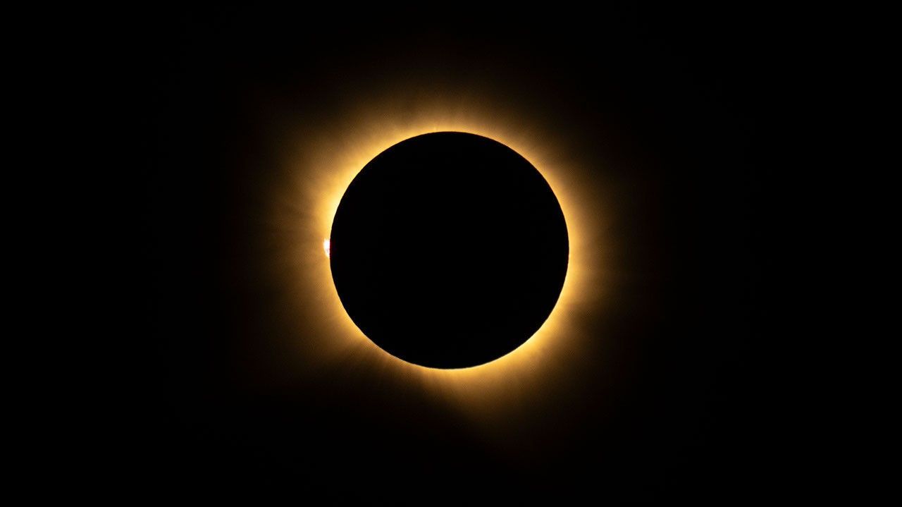 Composite image showing the progression of the total solar eclipse over San Millán de los Caballeros, Spain. - NASA/Bill Ingalls