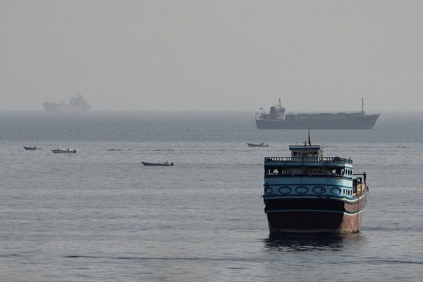 Vessels in the Strait of Hormuz, as seen from Musandam, Oman. - abc.net.au