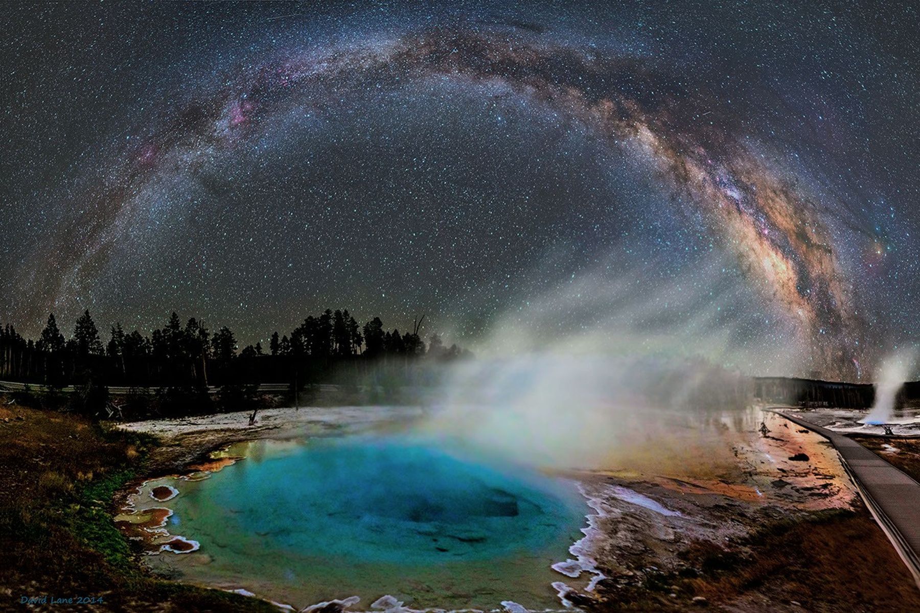 Milky Way over Silex Spring in Yellowstone National Park - Dave Lane
