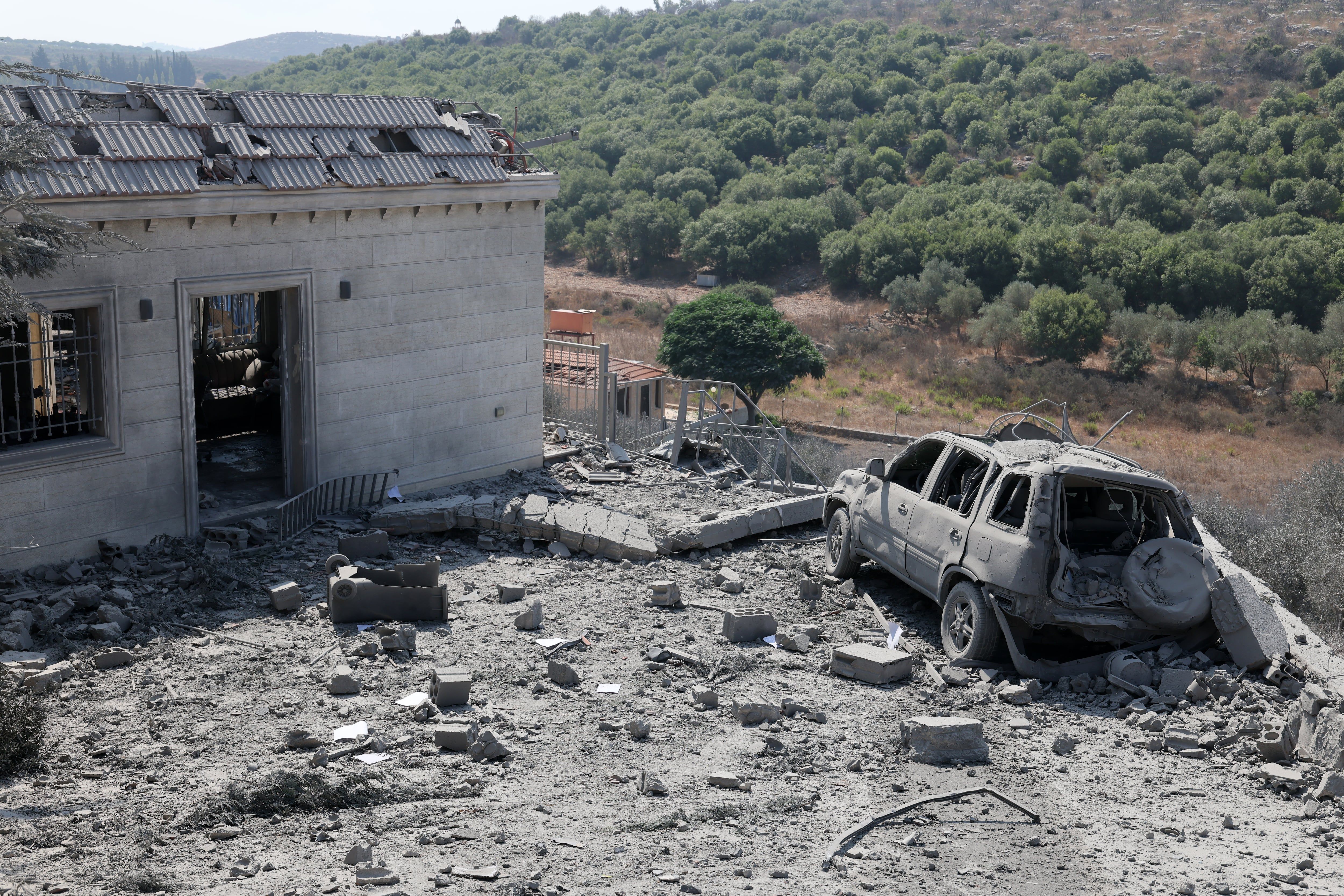 A home in the southern Lebanese village of Ansar damaged by the strike on August 15, 2026. - EPA