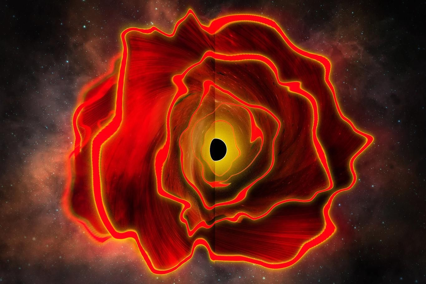 Astronomers discovered a star-like object producing black-hole-level energy, seen as an extremely bright red spot in the early universe. - denik.cz