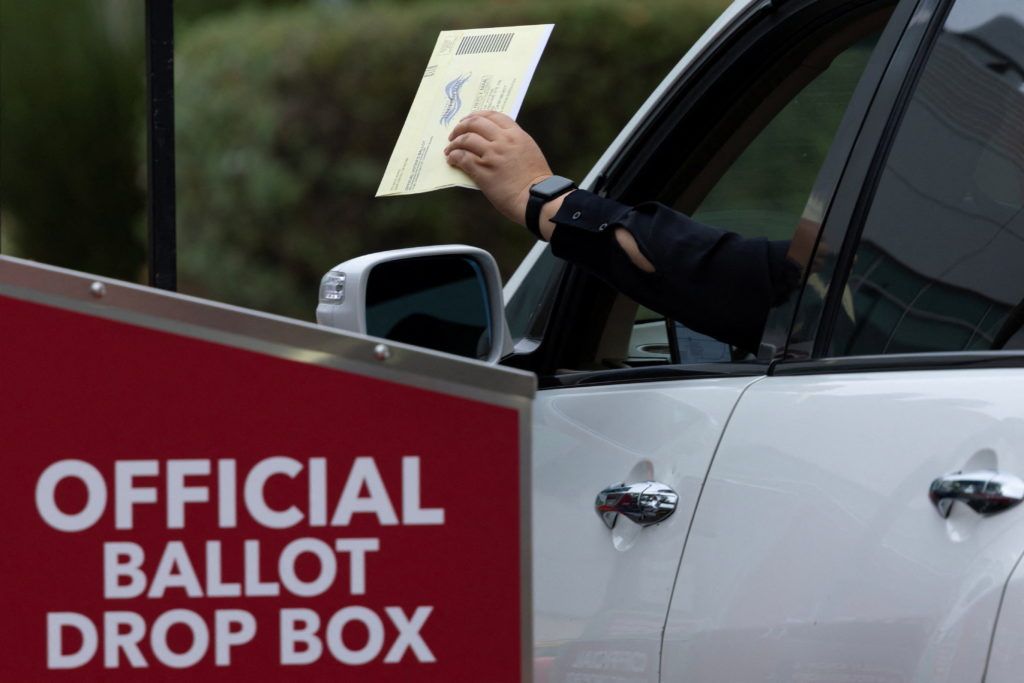 California election image accompanying AP's explainer on the fake polling episode. - pbs.org