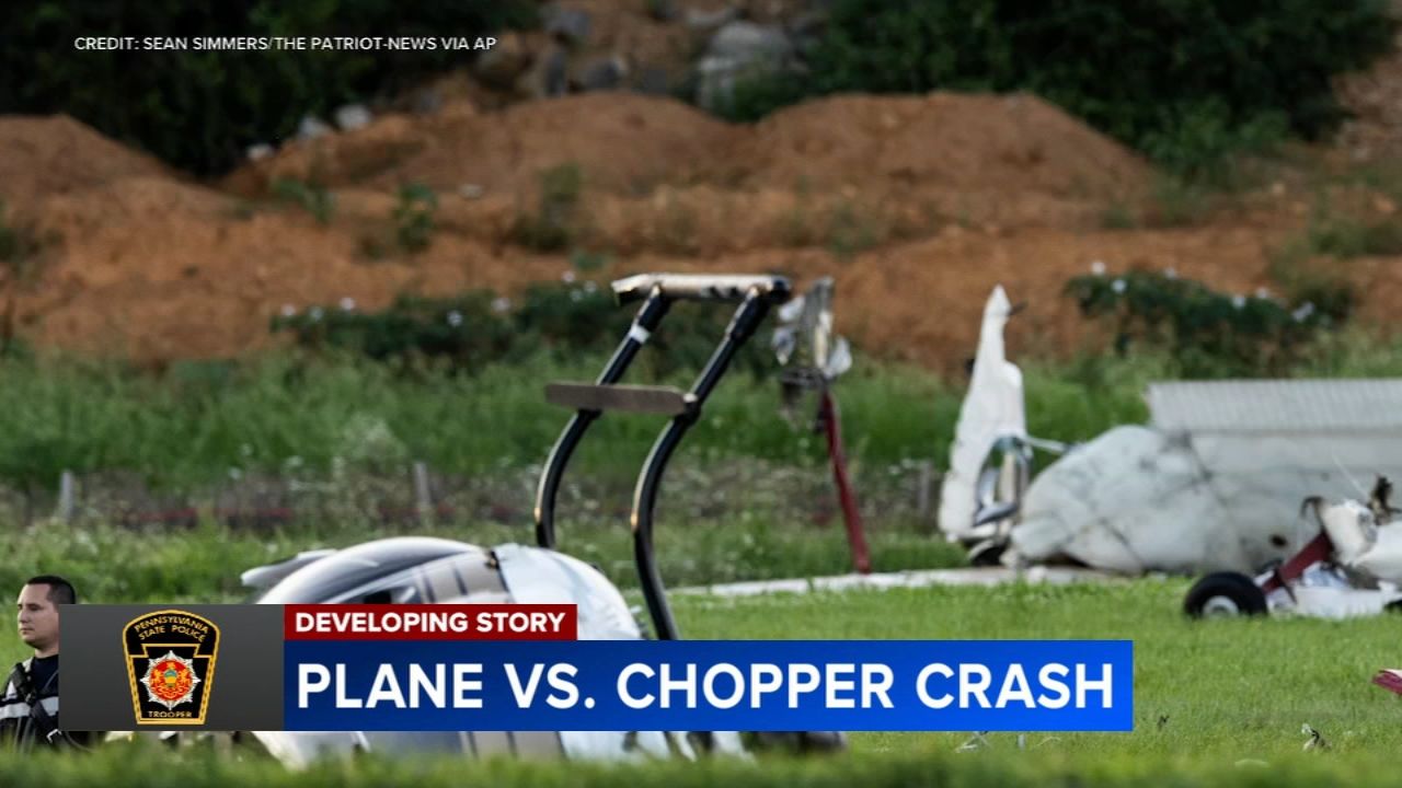 A small airplane and a Pennsylvania State Police helicopter collided near Carlisle Airport. - WPVI