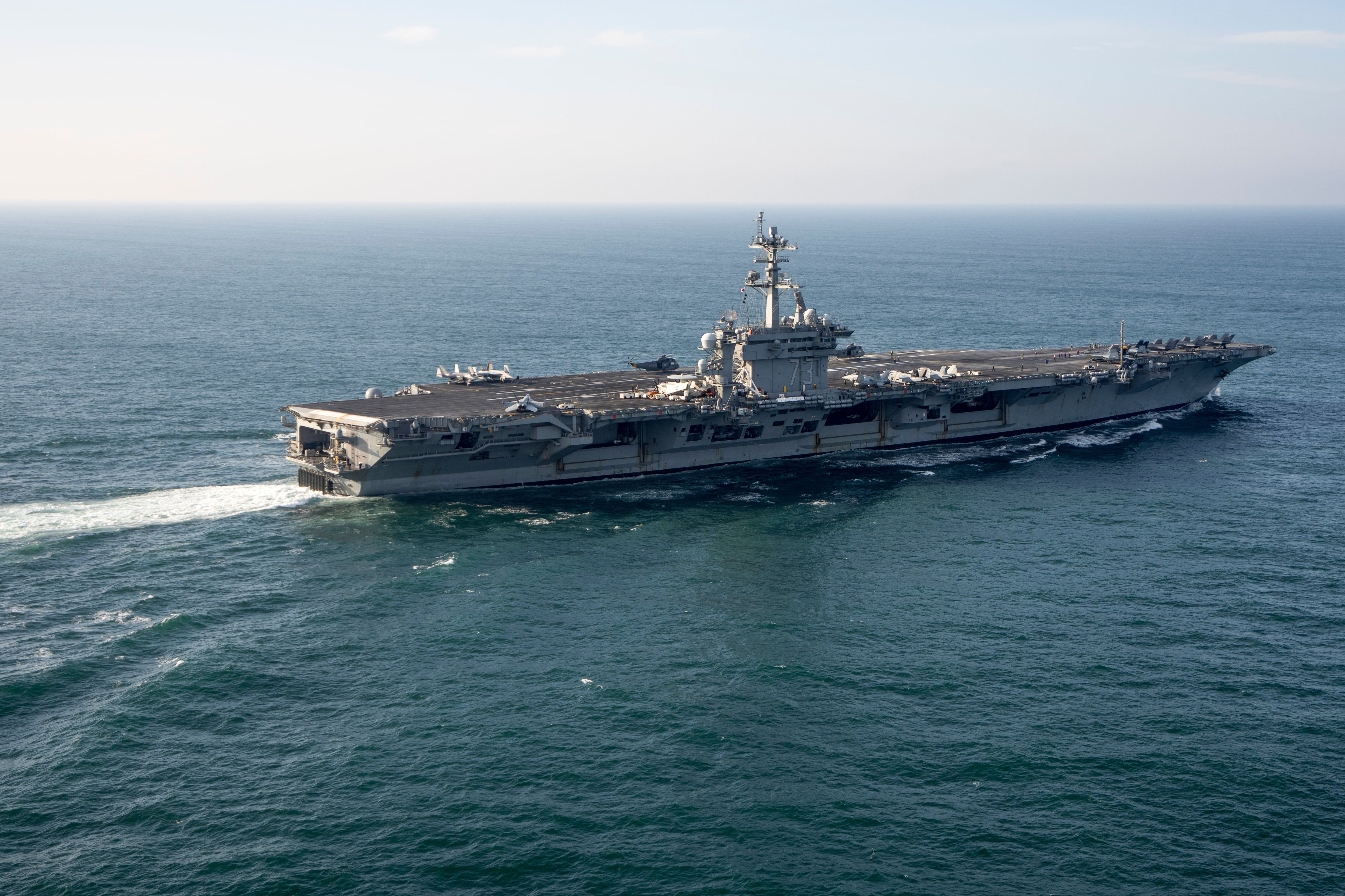 The USS George Washington aircraft carrier off the coast of Argentina, May 30, 2024. - AP Photo/Victor R. Caivano