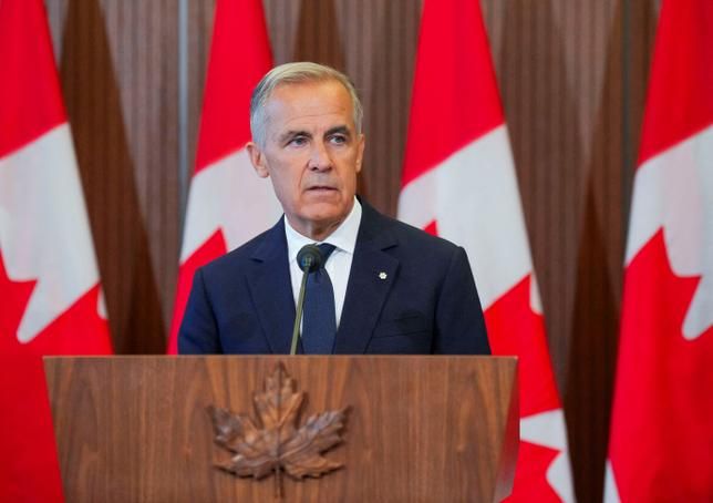 Canadian Prime Minister Mark Carney speaks at a press conference after suspending Canada-U.S. trade negotiations in Ottawa on August 22, 2026. - Reuters