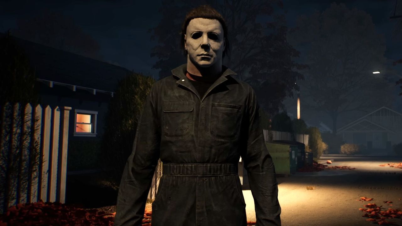 Michael Myers standing in the middle of the street in Halloween: The Game - pcgamer.com