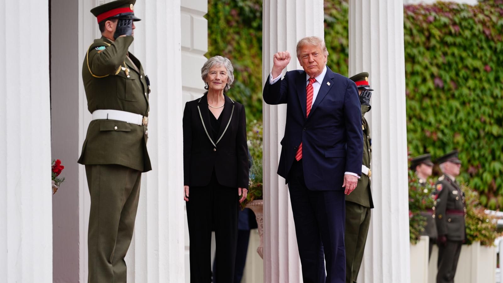 President Donald Trump meets Irish Prime Minister Micheál Martin at Farmleigh House in Dublin. - Julia Demaree Nikhinson/AP