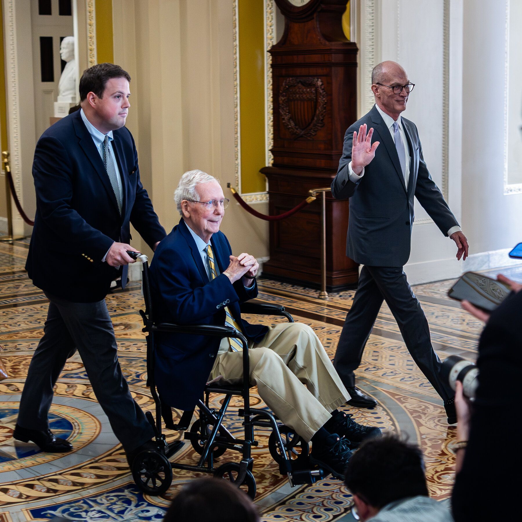 Senator Mitch McConnell arriving for a vote at the Capitol on Monday afternoon. - Finn Gomez/Getty Images