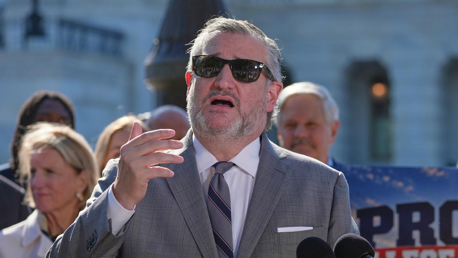 Sen. Ted Cruz speaks during a news conference on the college sports bill at the U.S. Capitol. - Mariam Zuhaib/AP