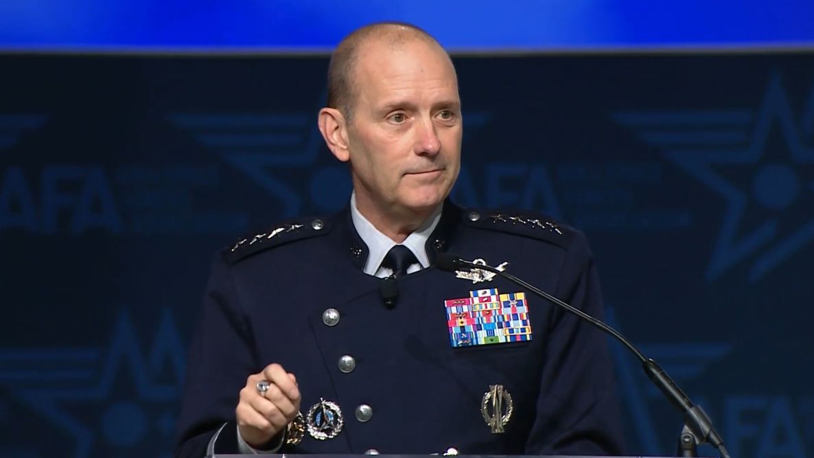 Gen. Douglas Schiess speaks at the Air, Space & Cyber Conference in National Harbor, Maryland. - U.S. Air Force Association