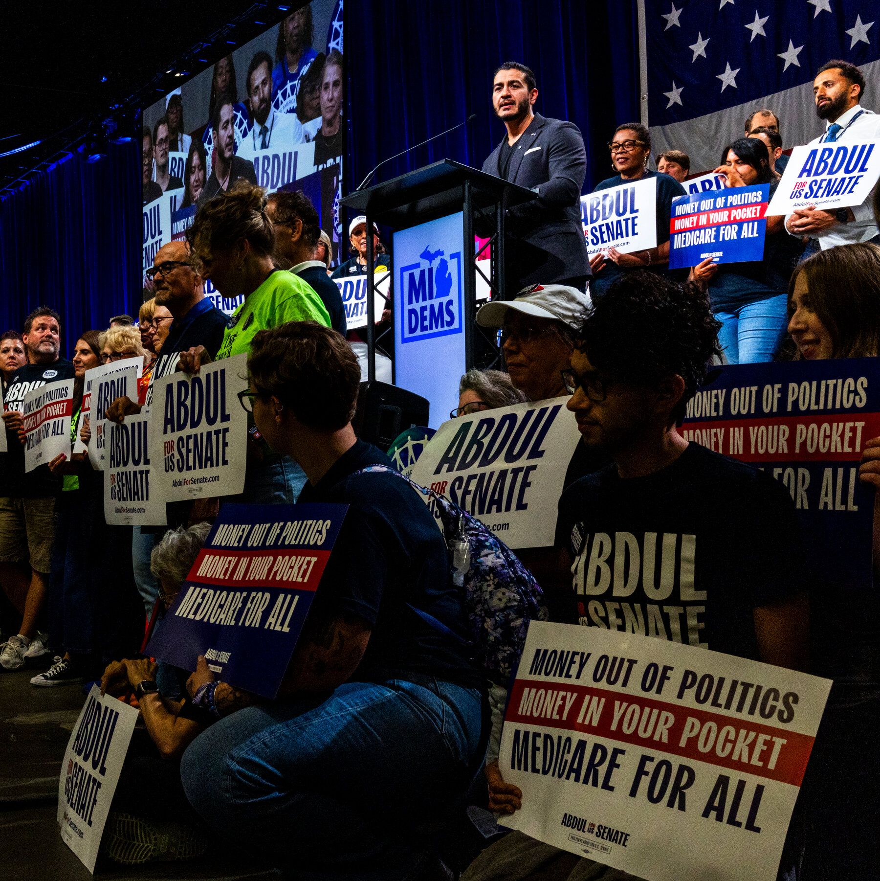 Abdul El-Sayed speaks during the Michigan Democratic Party Nominating Convention in Lansing in August. - Doug Mills/The New York Times