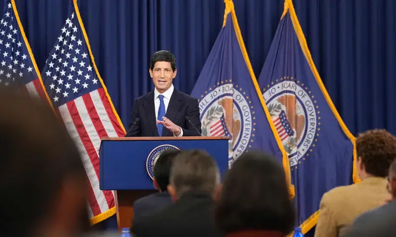 Federal Reserve Chair Kevin Warsh speaks during a news conference following the rate hike decision. - AFP