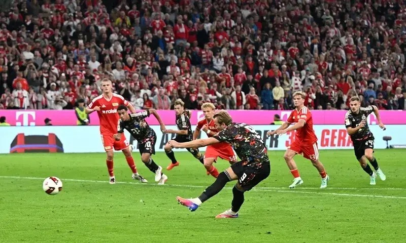Harry Kane scores from the penalty spot against Union Berlin at the Allianz Arena on September 18, 2026. - Reuters