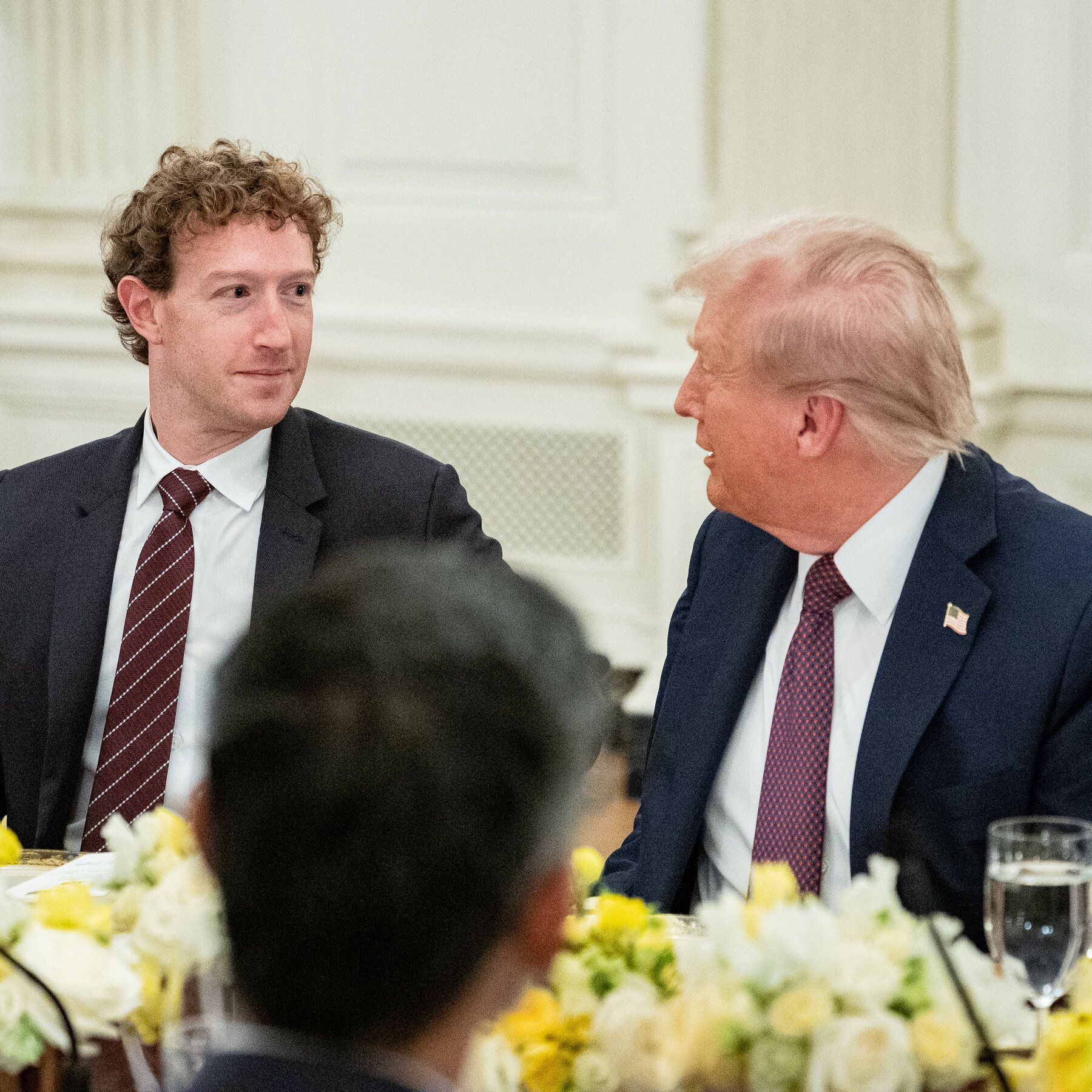 President Trump at a White House dinner with David Sacks and Mark Zuckerberg. - Haiyun Jiang/The New York Times