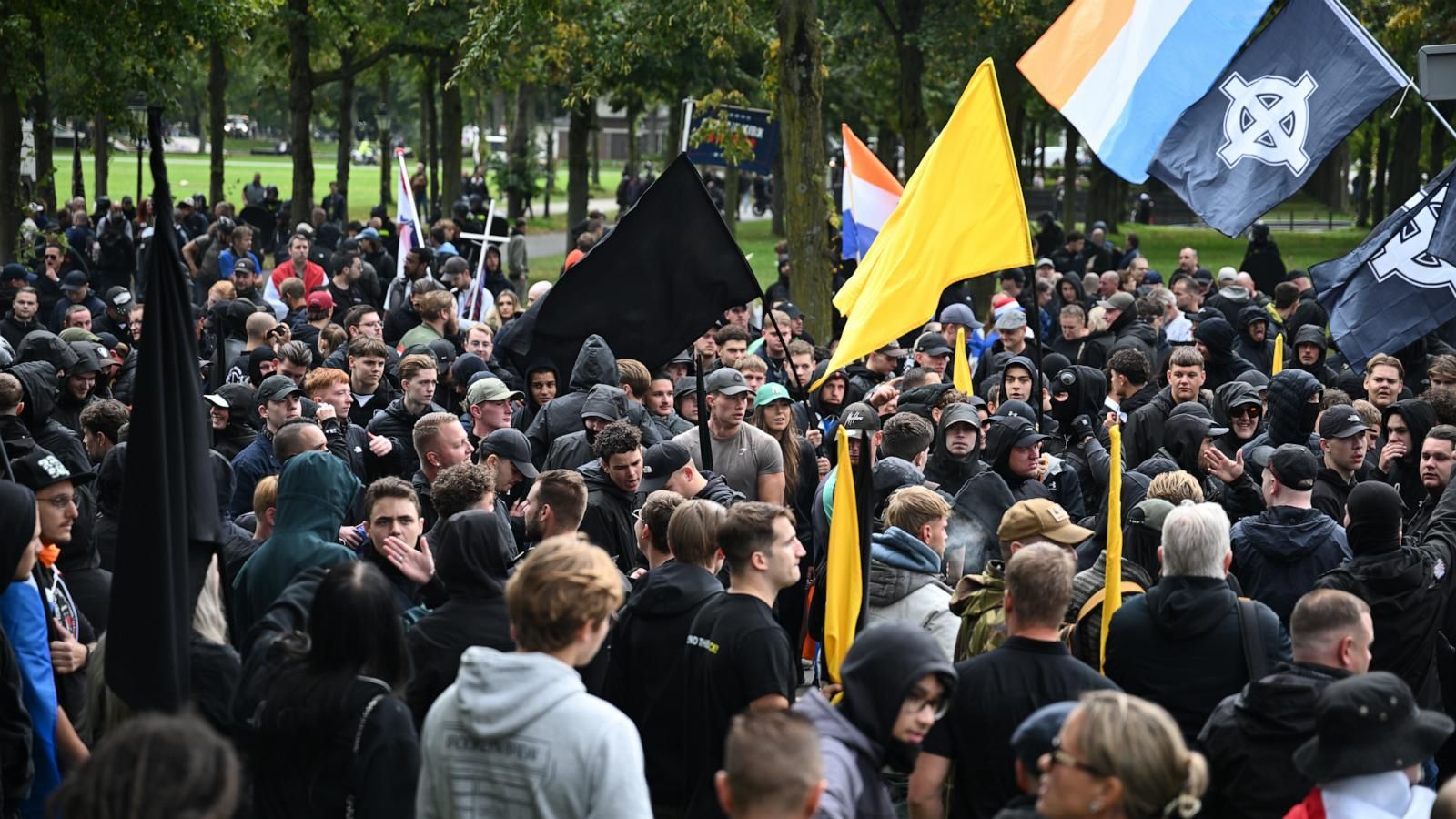Dutch riot police confront protesters during the far-right rally in The Hague. - AP Photo/Mouneb Taim