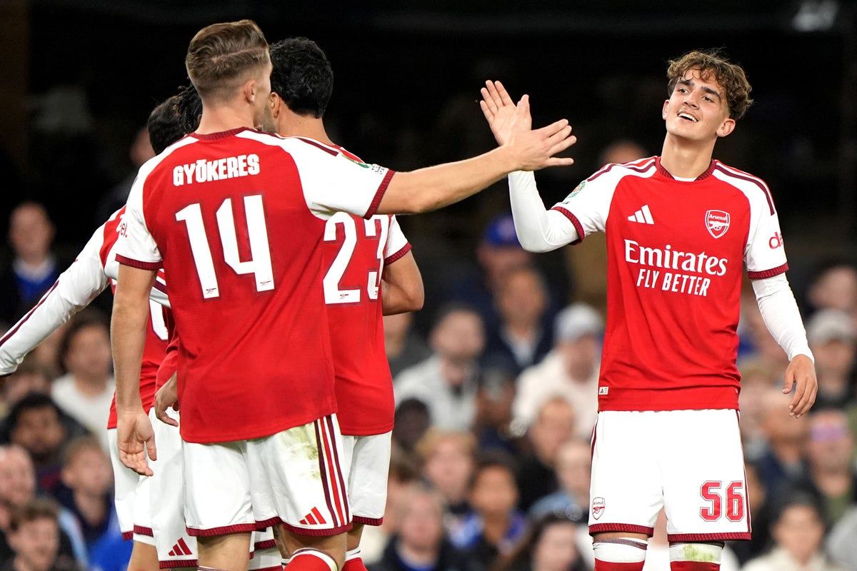 Max Dowman celebrates after scoring twice against Ipswich in the Carabao Cup. - Joe Giddens/PA