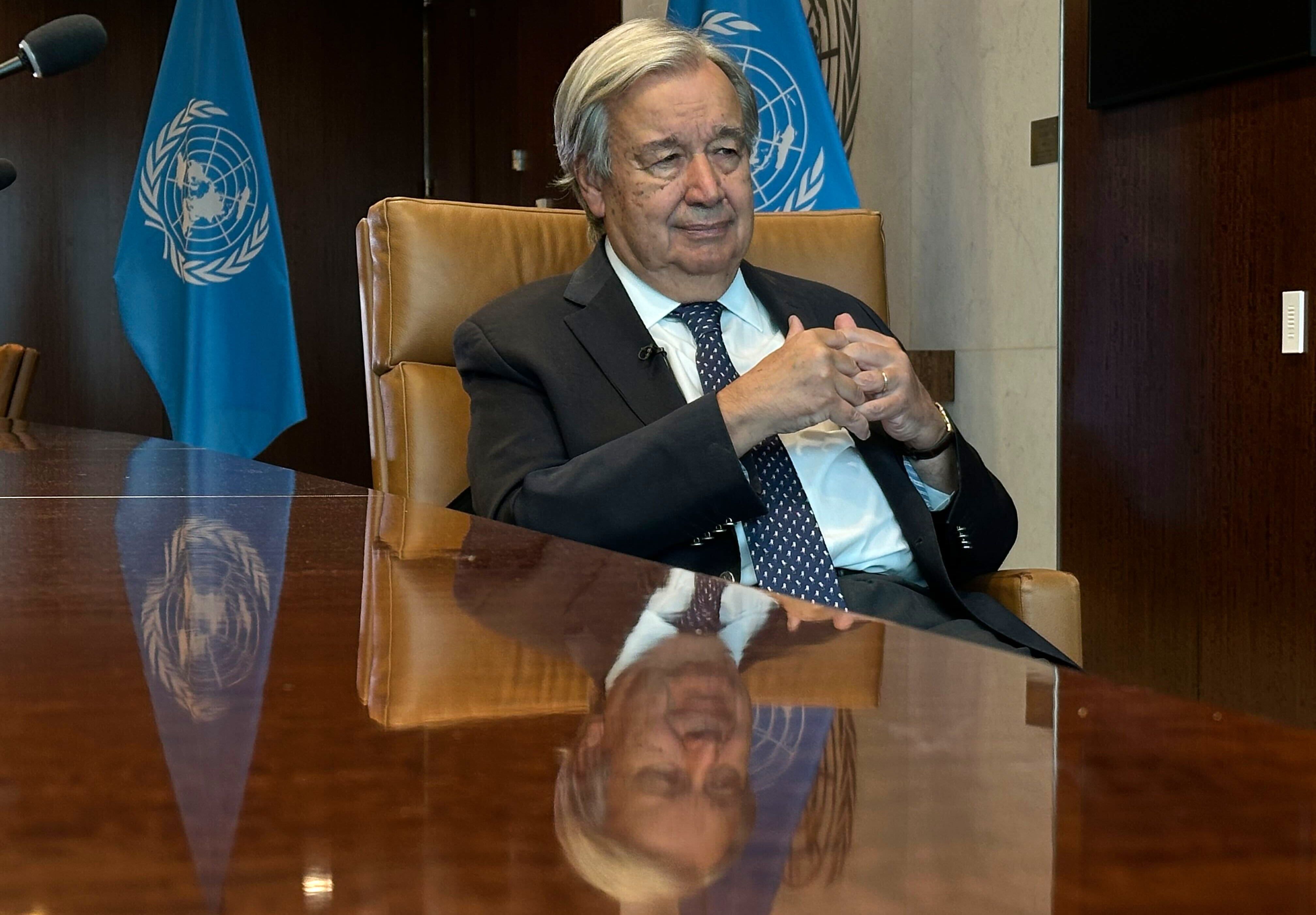 U.N. Secretary-General António Guterres speaks during an interview at U.N. headquarters in New York, Sept. 17, 2026. - David R Martin/AP