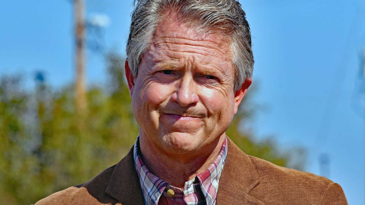 Republican Senate candidate Roger Marshall speaks with supporters in Emporia, Kansas, in 2020 - alternet.org