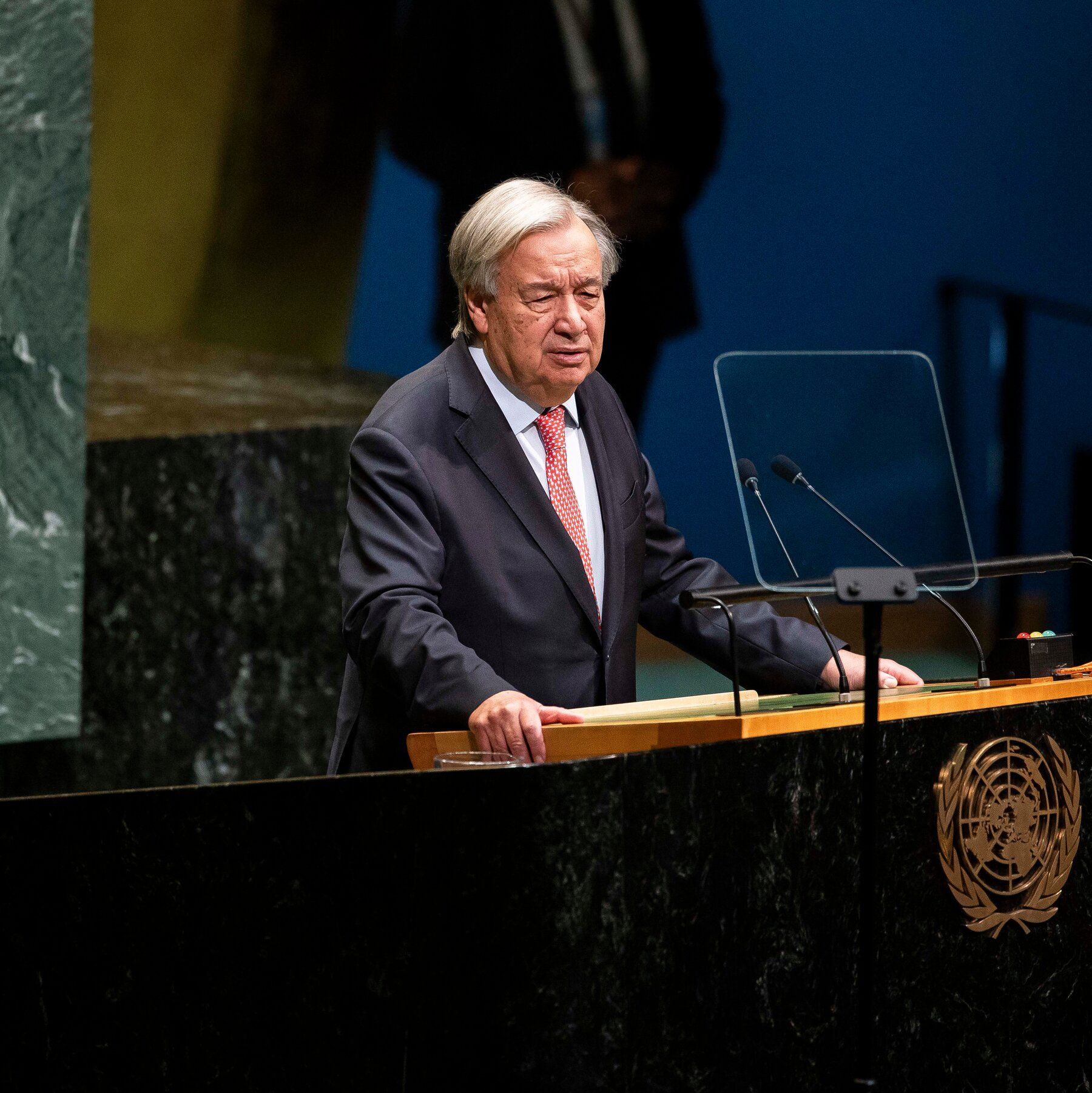 United Nations Secretary General António Guterres addressing the General Assembly on Tuesday. - The New York Times