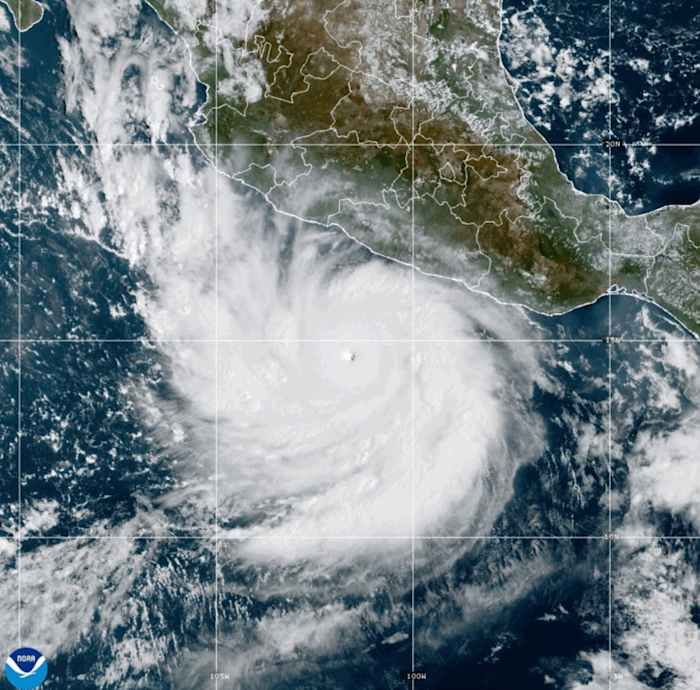 NOAA image of Hurricane Polo strengthening in the Pacific Ocean off Mexico on Sept. 22, 2026. - NOAA via AP