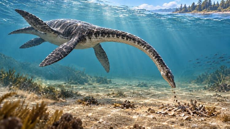 AI-assisted illustration of a plesiosaur - ZME Science