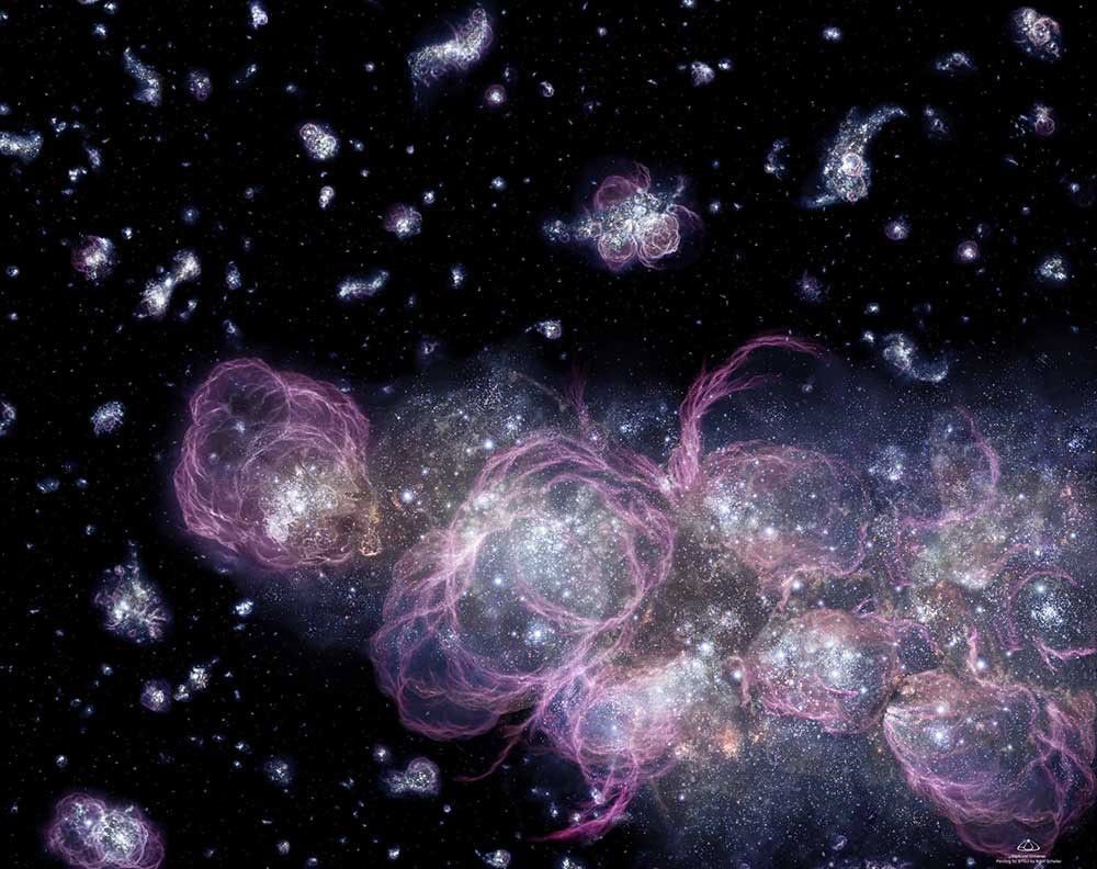 Artist’s conception of early star formation - NASA, STScI/A. Schaller